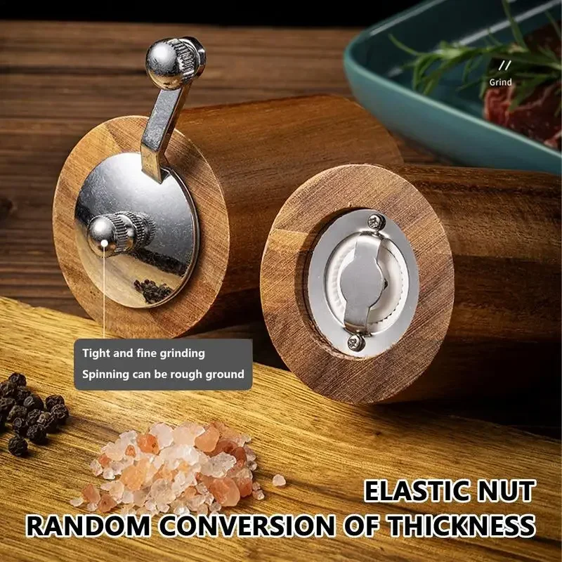 Wooden Hand Cranked Pepper Grinder Kitchen Sea Salt Pepper Powder Grinding Bottle