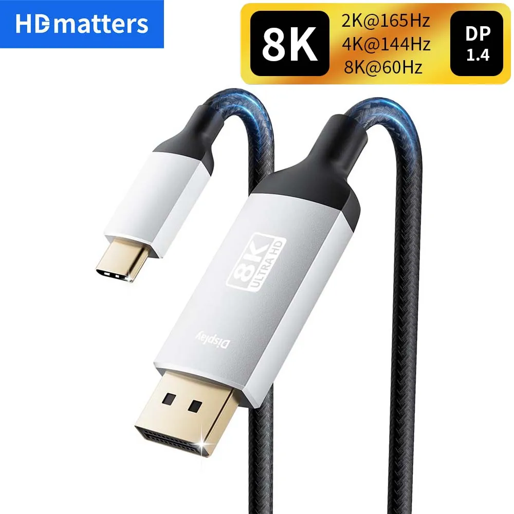Cavo USB C a DisplayPort (6FT/1,8 m), cavo intrecciato da USB tipo C a DisplayPort 4 K a 60 Hz Thunderbolt 3, compatibile con MacBook Pro/MacBook Air/iPad Pro 2018, 2017 iMac,Dell XPS