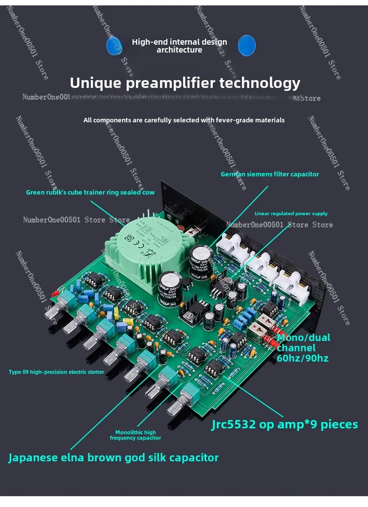 EQ500 Audiophile Pre-Amplifier 5-Band EQ Tone Audio Processing Effects Small Mix