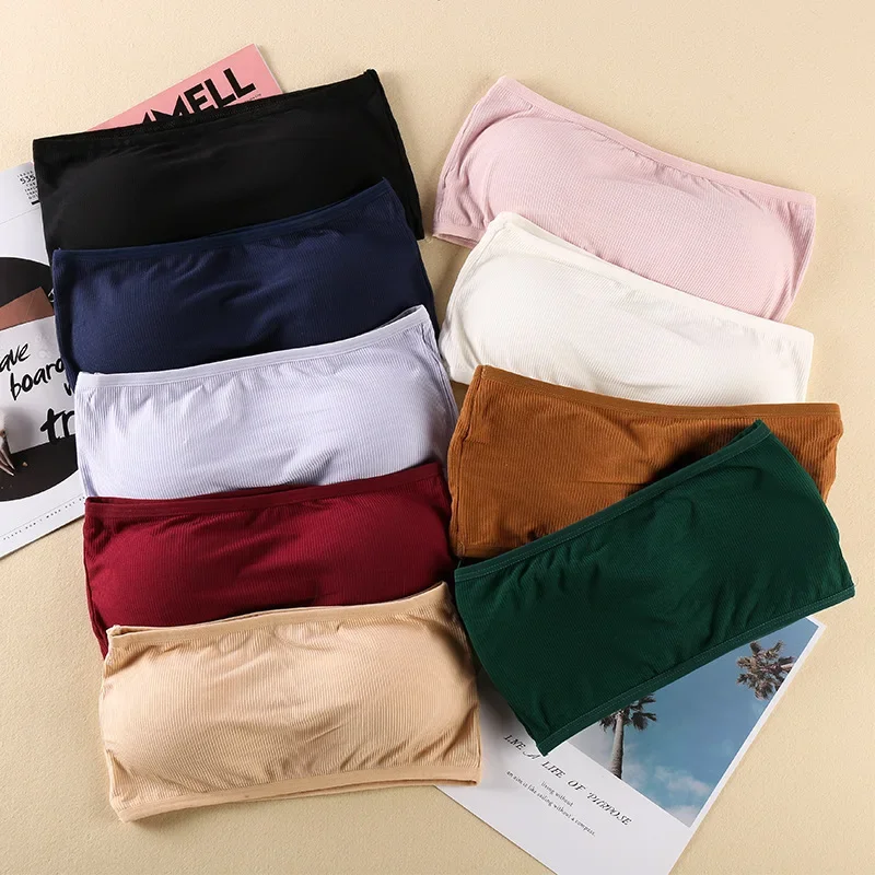 Sexy Strapless Invisible Bra Women's Tube Top Female Cropped Top Seamless Crop Tube Bra Summer Bandeau Underwear Intimates