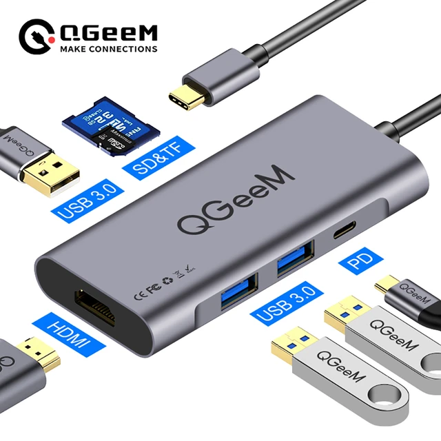 Fredag Making invadere QGeeM 7in1 USB C Hub Huawei P20 Mate 20 Pro Type C USB Hub USB-C