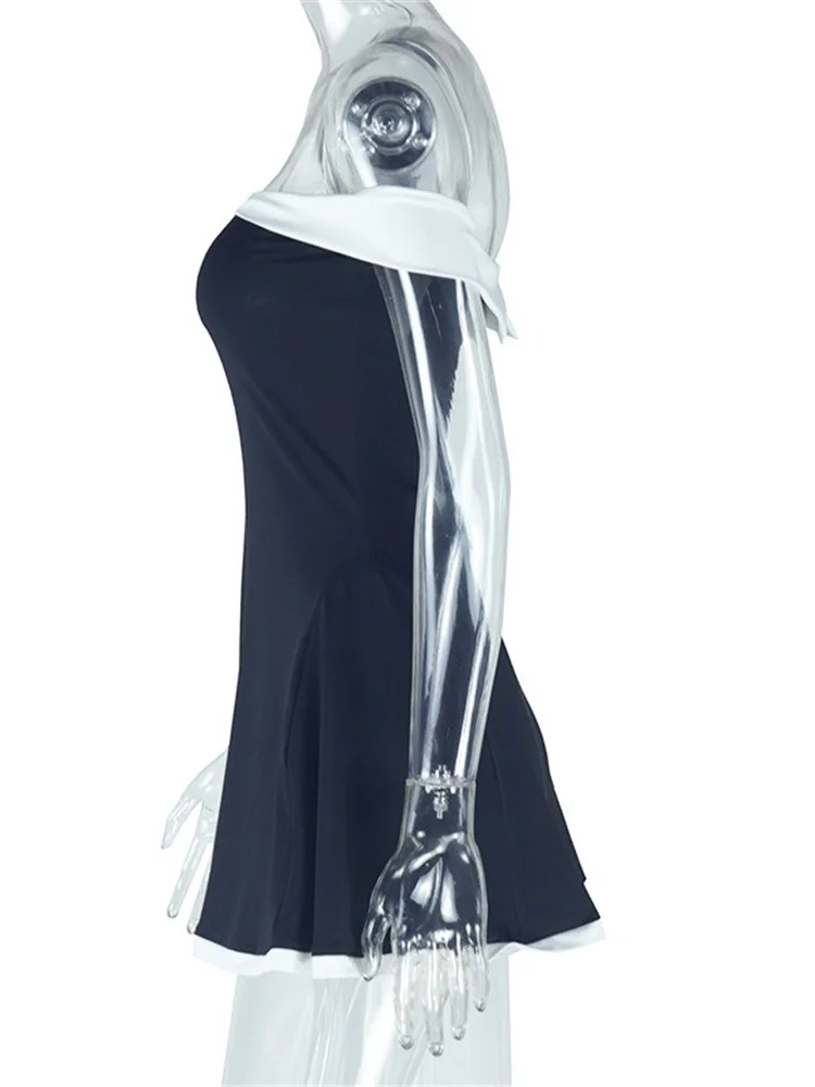 Wmstar Dresses for Women Backless High Waist Off Shoulder Patchwork Mini Evening Dress New Summer Clothes Wholesale Dropshipping