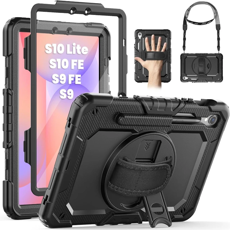 Durable Kids Tablet Case with Screen Protector and Handle Strap, Heavy Duty Cover