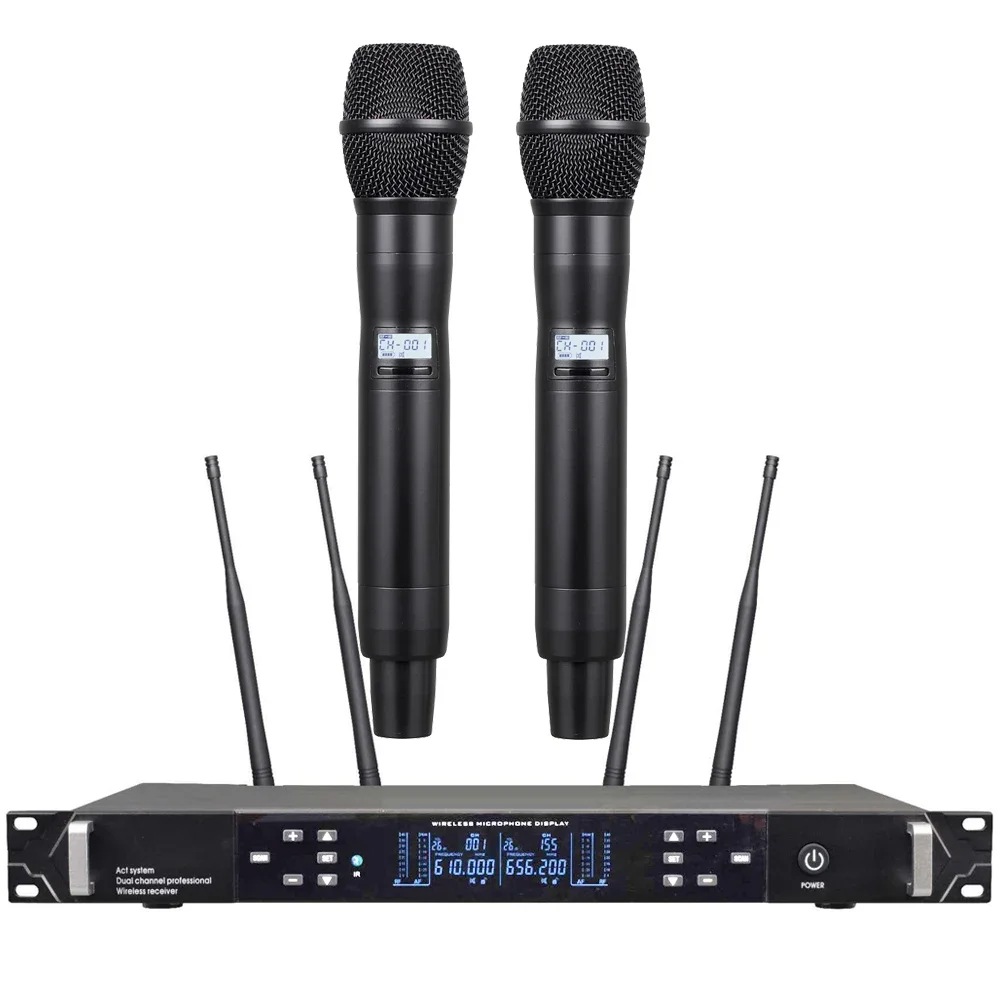 Pro UR4D Beta87 듀얼 채널 디지털 무선 마이크 수신기 시스템 H4 J4 530-580 MHz 트루 다이버시티 마이크로폰