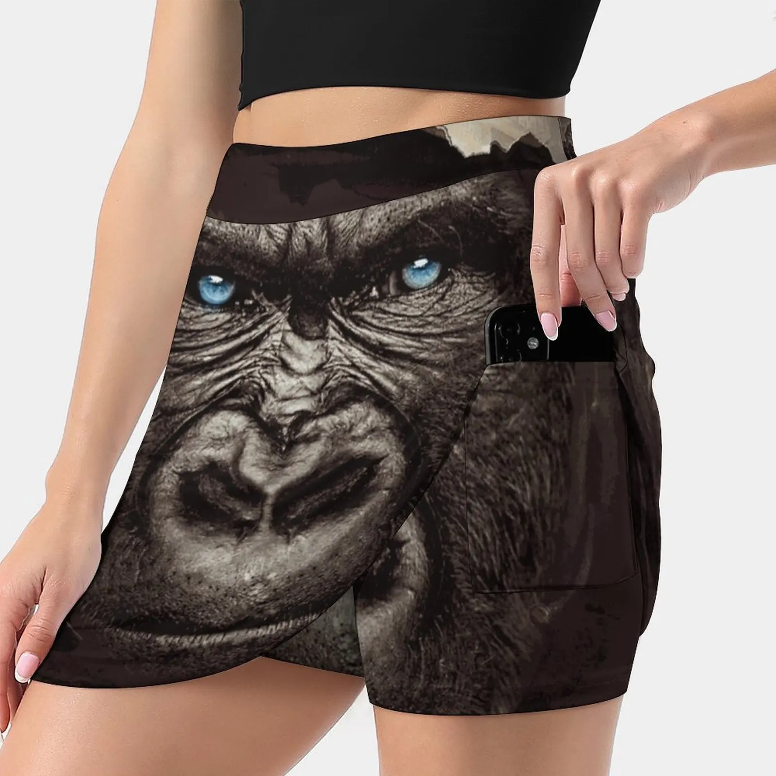 

Ape In A Astronaut Helmet New Women Skirts Double-Layer Printed Short Dress Mini Sport Skirt Ape Chimp Space Monkey Astronaut