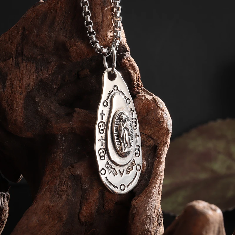 

Stylish Round Catholic Madonna Cross Totem Pendant Men Women Amulet Jewelry
