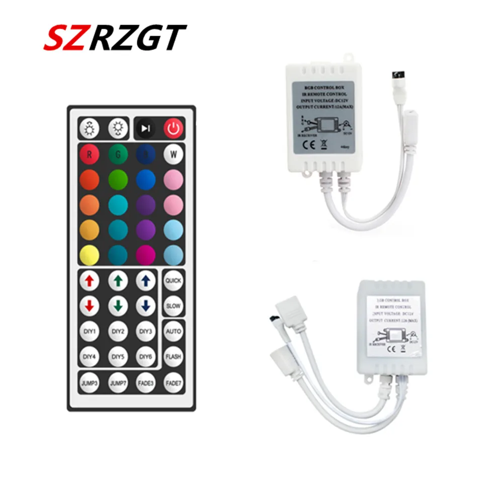 Led Controller 44 Keys LED IR RGB Controler box 1 to 2 Controller IR Remote Dimmer DC12V For RGB 3528 5050 LED Strip Lights