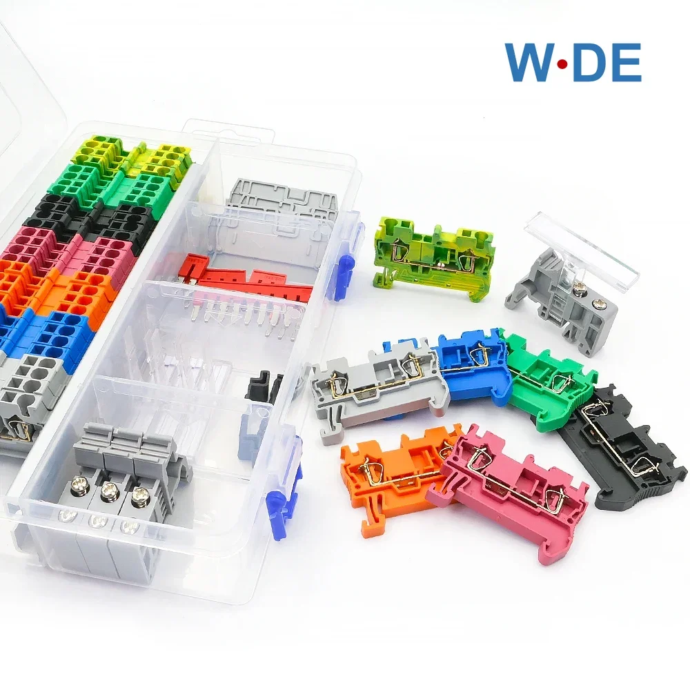 Trilho Primavera Contato Kit Bloco Terminal Plug-in Jumper Ponte Marcador Faixa de Montagem Combinado End Tampa Parar St2.5 12awg 1set