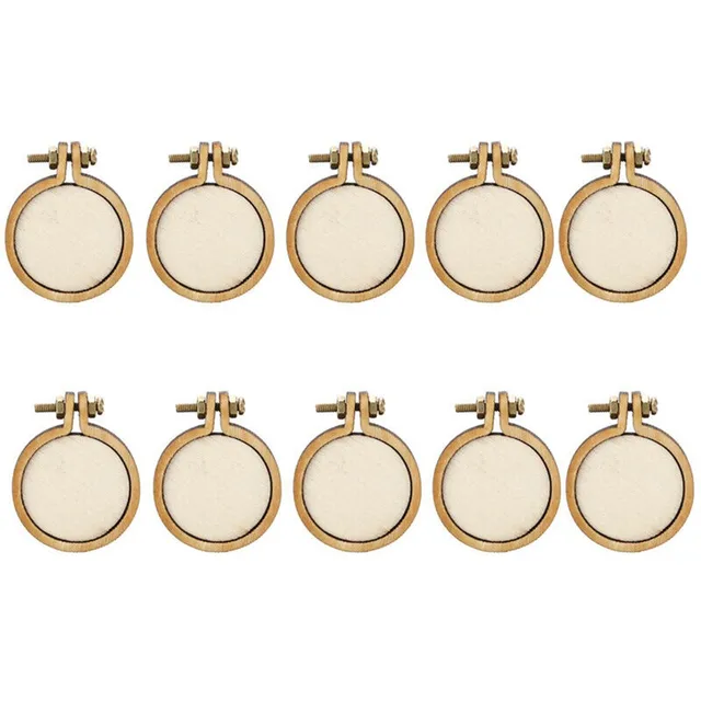 10Pcs/Set Wooden Mini Embroidery Hoop Ring Cross Stitch Frame Crafts DIY For Needle Arts Fabric Painting Wall Decoration 2