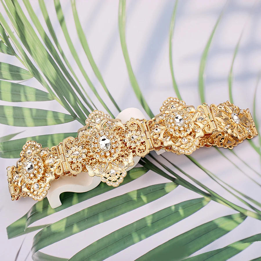 Traditional Moroccan Wedding Dress Belt Gold Plating Green Red