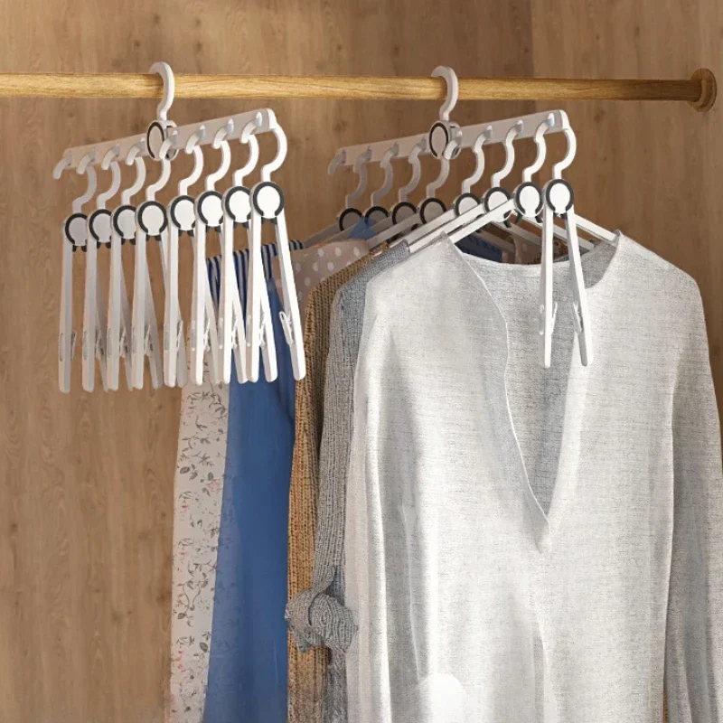 

1 PCS/ Set of Foldable Hangers, Adjustable Multi-functional Clothes and Shoes Anti-slip with Clip Hangers, Space Saving.
