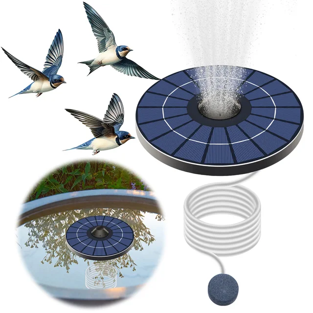 2.5W 6V Solar Fountain Pump with Air Hose and Bubble Stone Bubble Oxygenator Powerful Solar Panel for Garden Outdoor Decoration 2