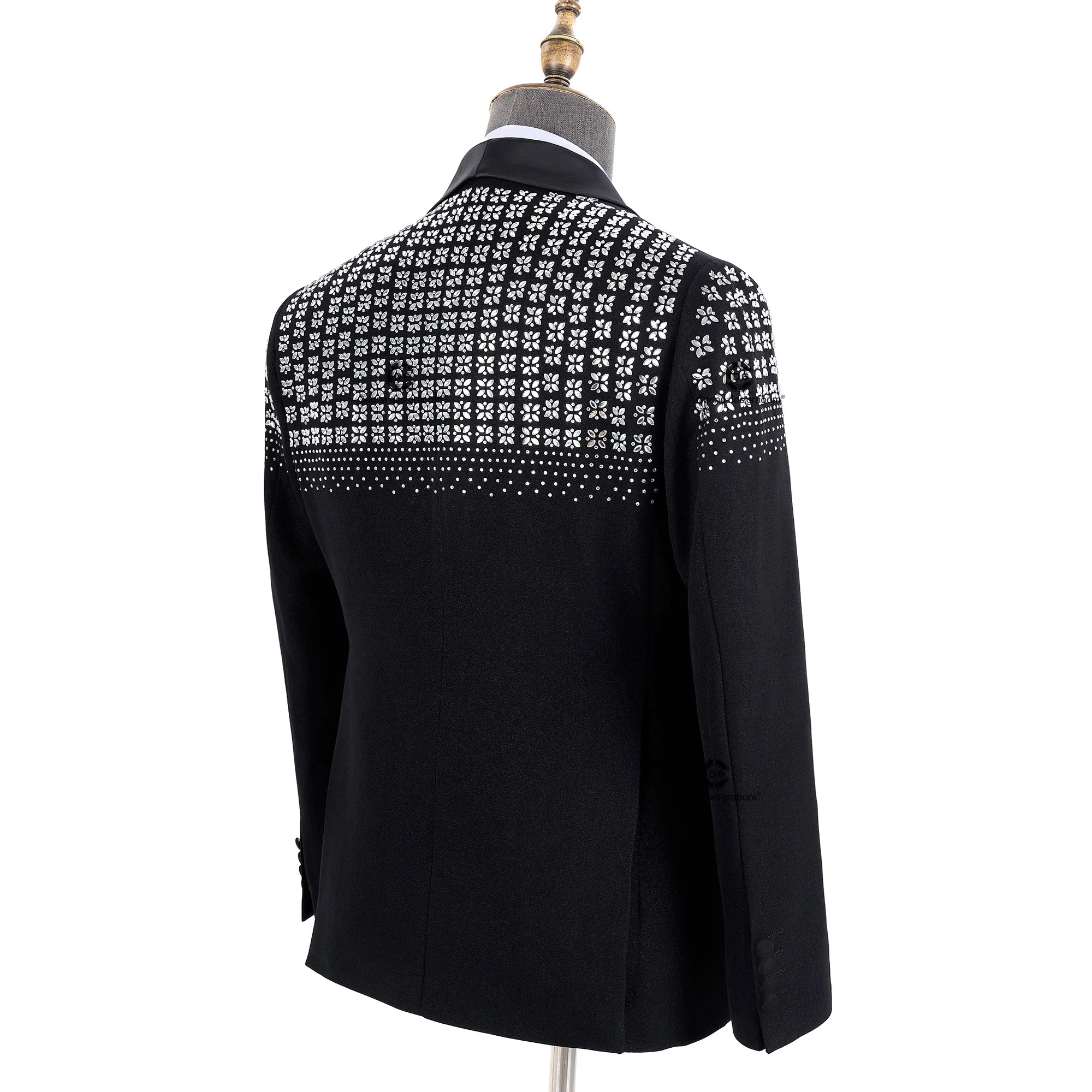 Cenne Des Graoom 2024 Elegant Men's Suits Double-Breasted Jewelry Ornament Handmade Tuxedo for Wedding Groom Party Jacket Pants 3
