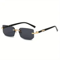 Lunettes de soleil rectangulaires sans bords, mode populaire pour femmes et hommes, petites lunettes de soleil carrées pour femmes et hommes, Oculos de voyage d'été 3