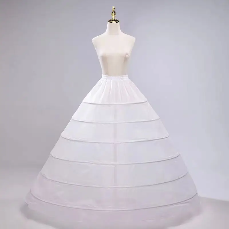 

White New 6 Hoops Petticoats Bustle for Ball Gown Wedding Dresses Underskirt Bridal Accessories Crinolines Skirts