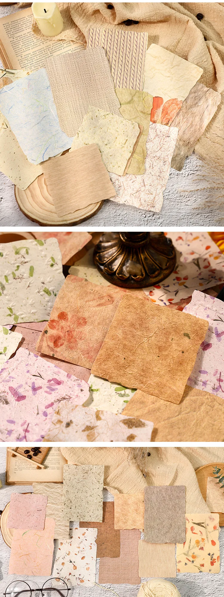 28 Stück Vintage 3D-Texturmaterial Papier für Planer, dekoratives Tagebuch, Scrapbooking, Hintergrundpapier, handgefertigtes Bastelzubehör – Detail 12