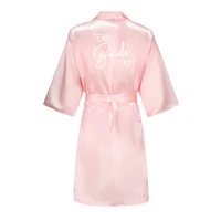 Robe de mariée d'équipe de fête de mariage, pyjama Kimono en Satin, peignoir de demoiselle d'honneur avec lettres blanches, YE8171 5