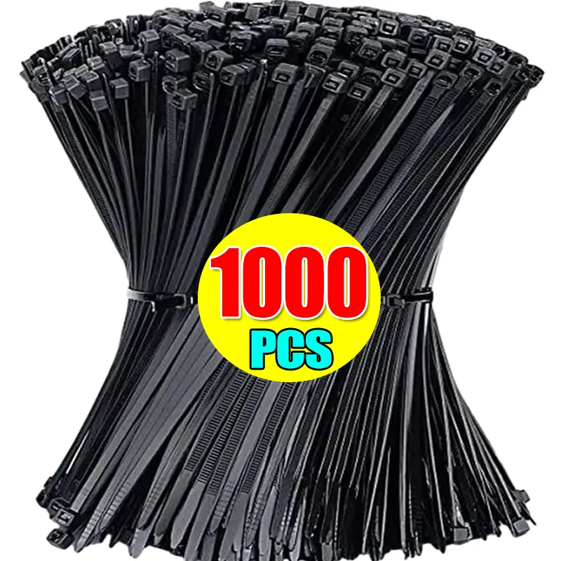 

1000/100Pcs Nylon Cable Tie Adjustable Self-locking Cord Ties Straps Fastening Loop Reusable Plastic Wire Ties for Home Office