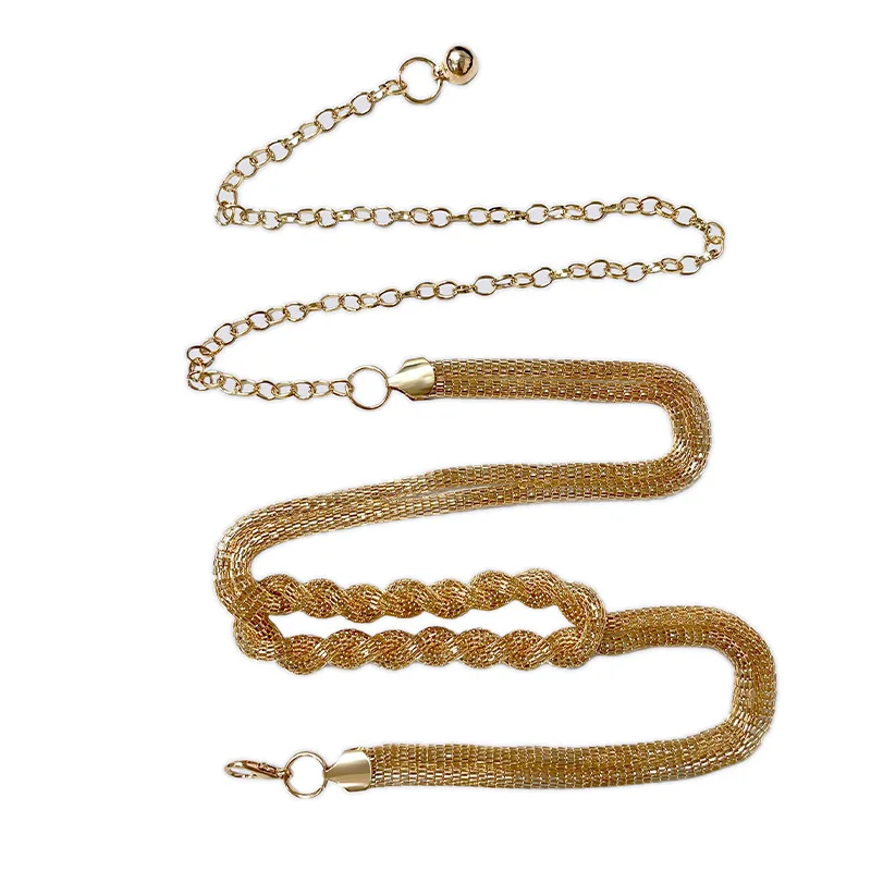 

Twisted Metal Waist Chain for Women Adjustable Summer Dress Long Belly Chain Luxury Design Metal Belts Cinturones Para Hombre