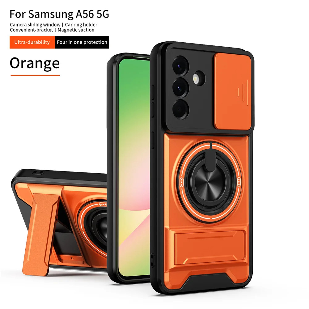 Magnetic Ring Holder Phone Case with Slide Camera Protection and 5G Compatibility