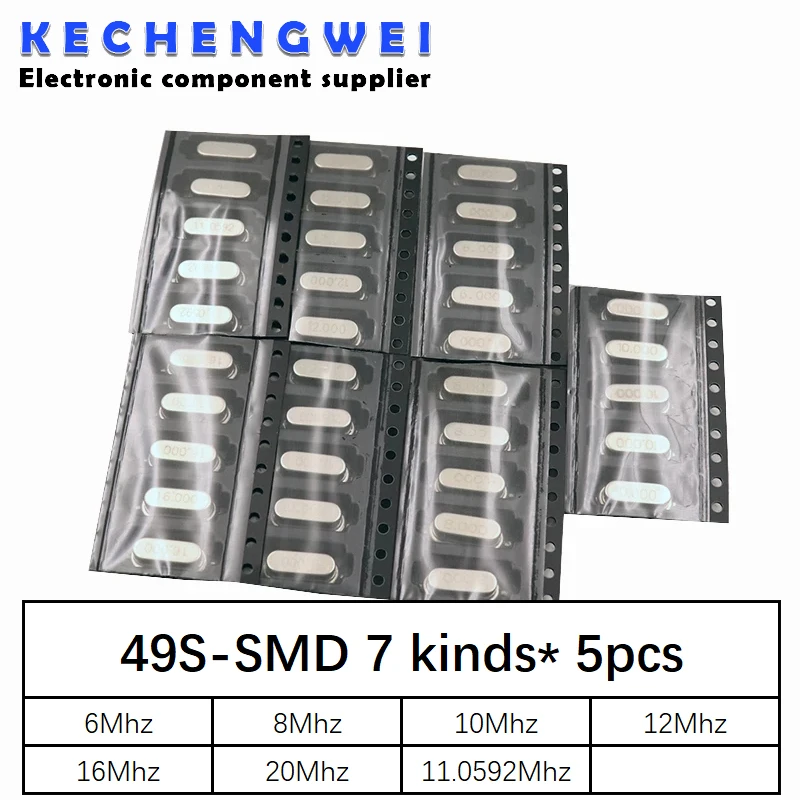 49SSMD 35PCS/Lot SMD Crystals 6Mhz 8Mhz 10Mhz 12Mhz 16Mhz 20Mhz 11