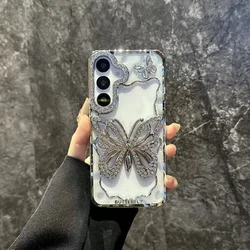 Luminous Diamond Butterfly Clear Phone Case Cover - Galaxy S23 Ultra (Silver)