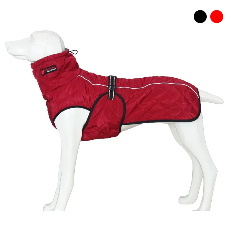 개 야외 재킷 방수 개 옷 조끼 겨울 따뜻한 면화 개 의류 대형 중견 래브라도 레드 블랙 