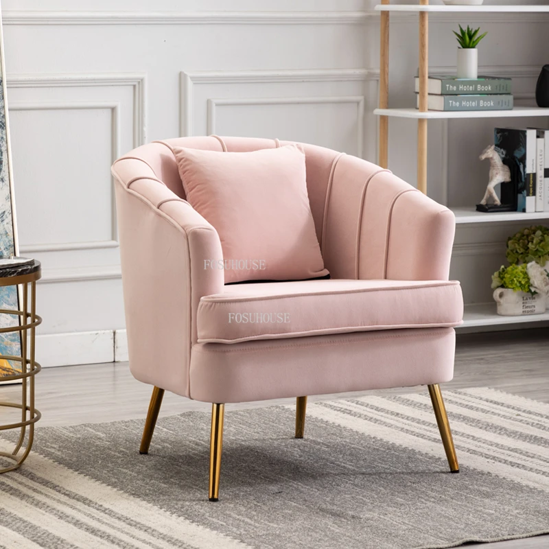 designer Living Room Chairs Nordic Fabric Velvet Armchair living room Furniture Modern Lazy Single Sofa Balcony Lounge Chair