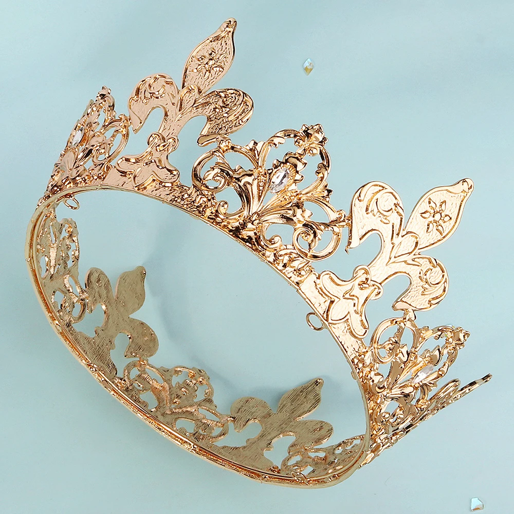 Baroque Round Tiaras and Crowns for Women Accessories Beauty Pageants Crown Gold Color Hair Jewelry Party Headpiece Gift