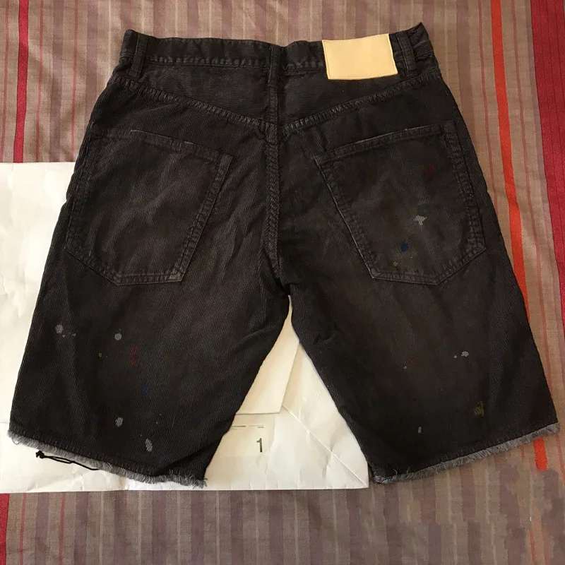New Arrival VISVIM 23SS FLUXUS03 Nakamura Japanese Casual Loose Splash Corduroy Shorts Men Short Jeans