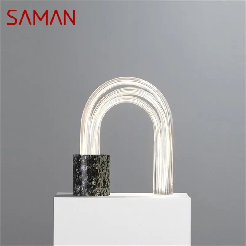 

SAMAN Nordic Table Lamp Postmodern Creative Design Glass Desk Light LED Decor Home Bedroom Bedside Free Shipping