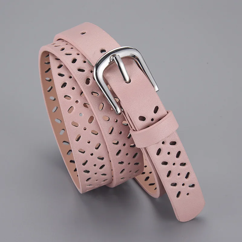 

Woman Soft Pu Leather Waist Belt Vintage Punk Pin Buckle Thin Strap for Female Classic Fashion Hollow Out Jeans Waistband
