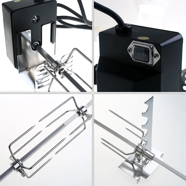 Univerzális Automatikus Grill Rotisserie Készlet 4W Elektromos Motorral, Bbq Tartócsontos Pörkölt Rúd Húsvilla Teljes Tartó Szerszám - Image 4