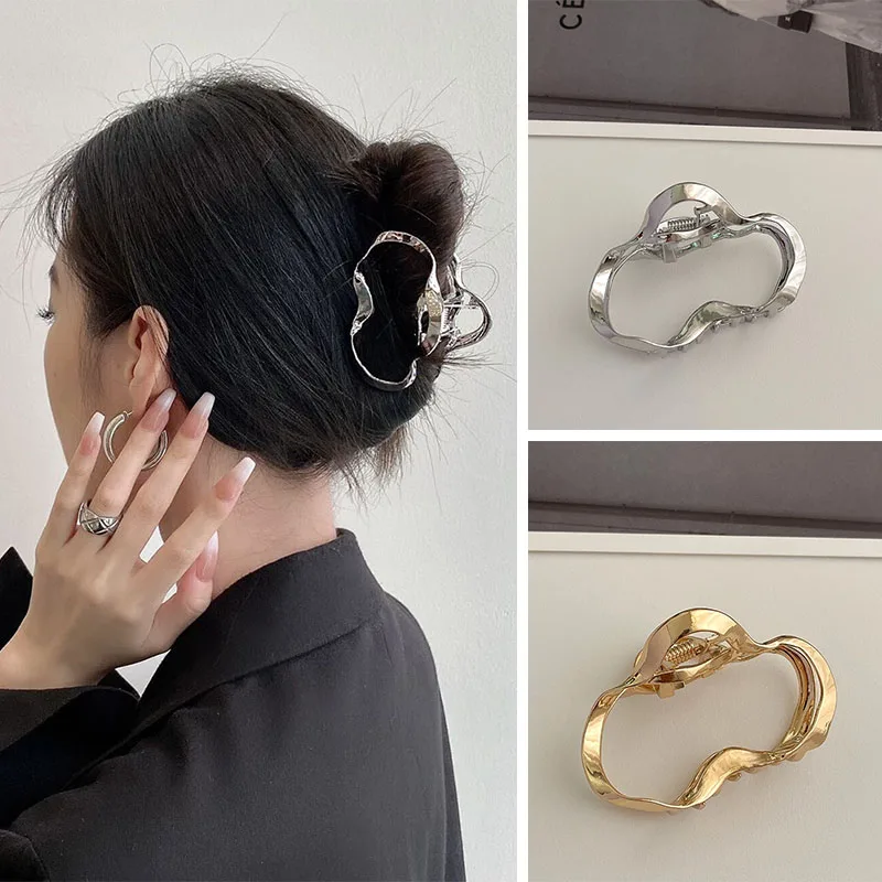 VANIKA Frau flüssige unregelmäßige Haarnadeln Punk-Stil Metall Haarklammern Pferdeschwanz Klaue Clip minimalistischen Stil Haarspange FÜR MÄDCHEN Tiara