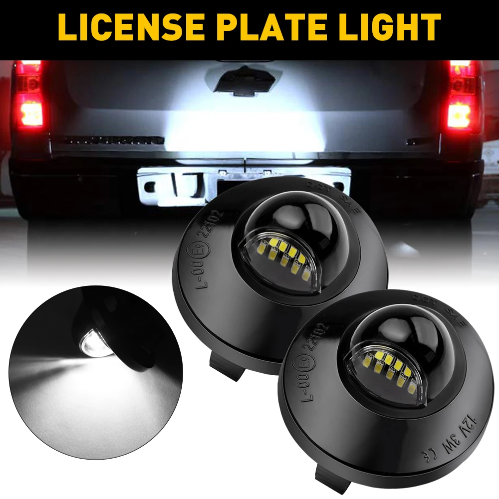 For 1990-2014 Ford F250 F-150 Silver Chrome LED License Plate Lights Lamps  3SMD