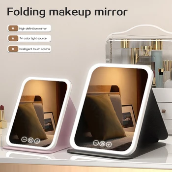 LED Makeup Mirror With Light,S/L Size Adjustables Desktop Dressing Mirror,Rechargeable Portable Ladies Makeup Fill Light