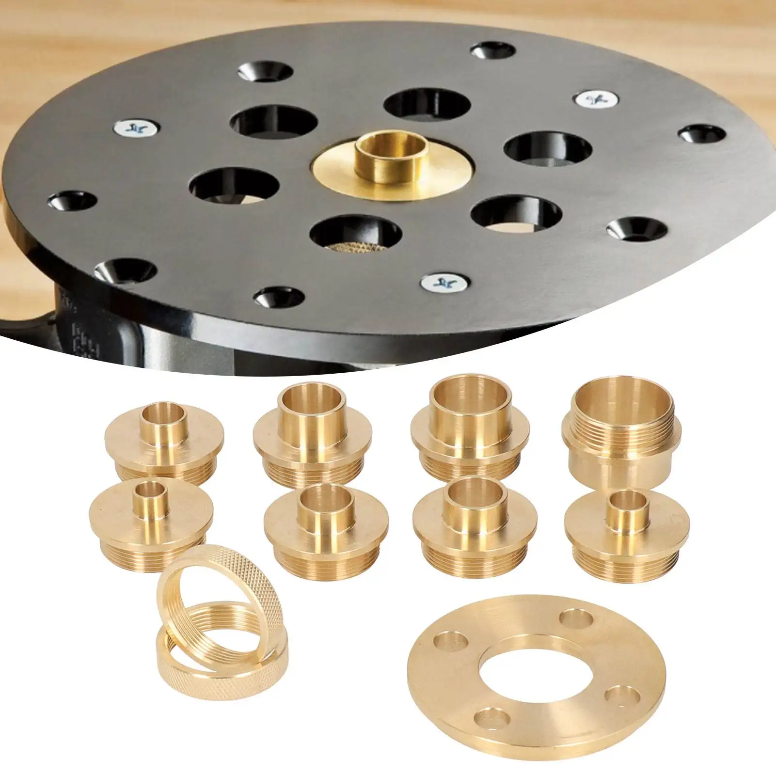11Pcs-Set-Brass-Template-Router-Guides-Kit-with-Lock-Nut-Adapter-Router ...