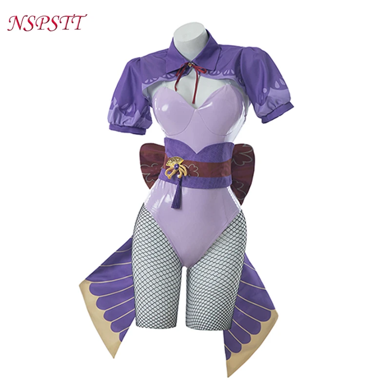 

ROLECOS Genshin Impact Baal Raiden Shogun Косплей Костюм кролик женский фиолетовый комбинезон полный комплект наряд костюм