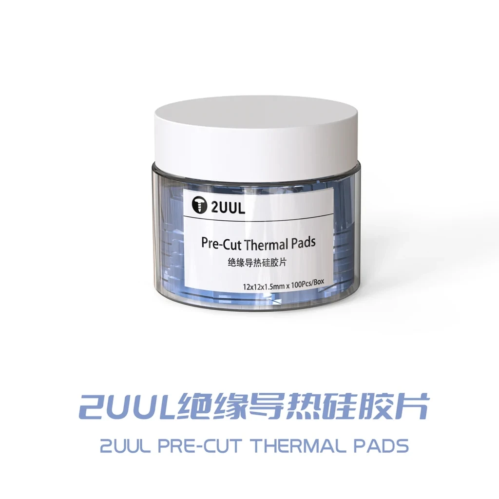 

2UUL SC02 Pre-Cut Thermal Silicone Pads 100Pcs Heat Conducting Silica Gel Sheet Blue Cooling Fin For Motherboard Chip CPU Tool