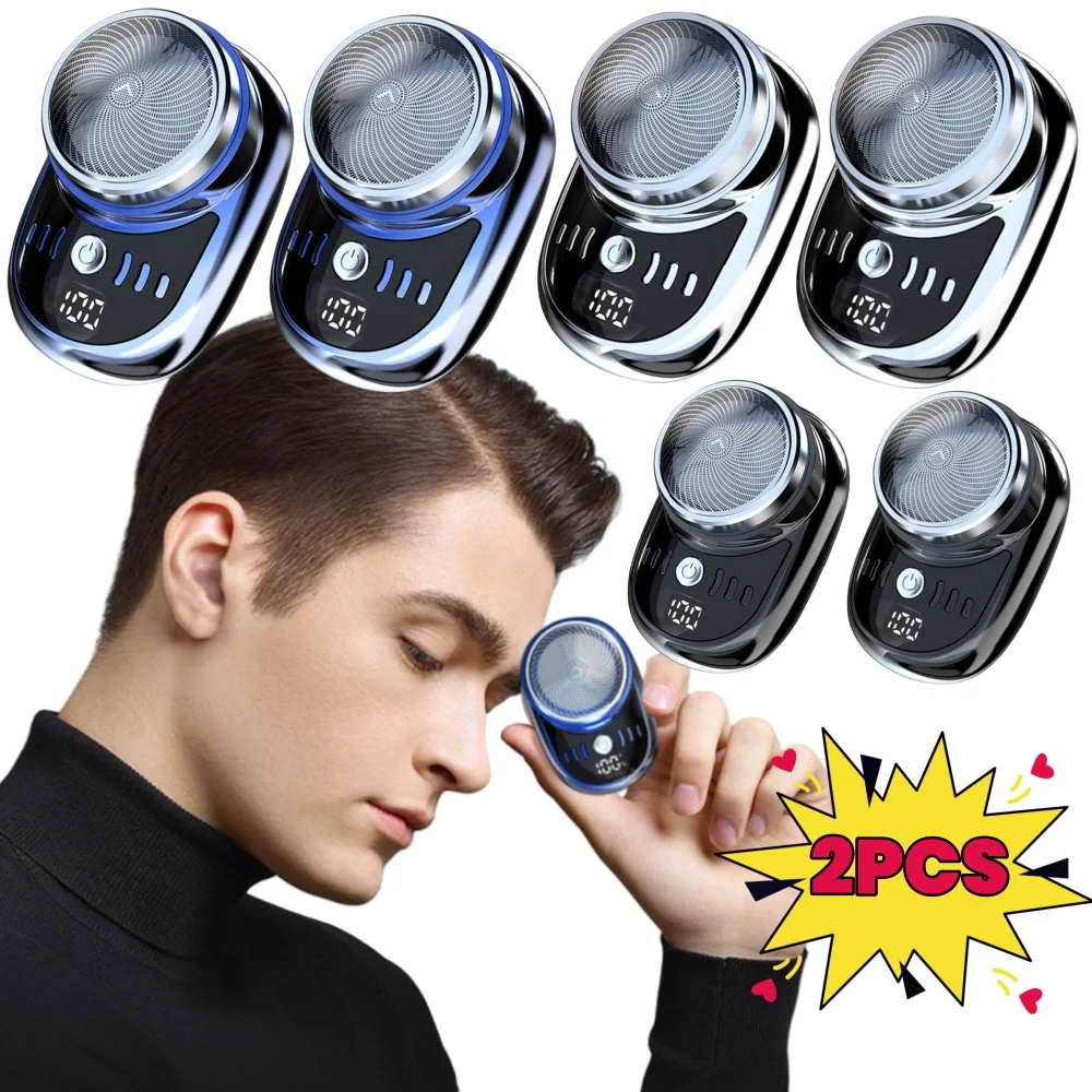 1/2PCS Mini Electric Travel Shaver For Men Pocket Size USB Charging Portable Cordless Trimmer Face Beard Razor