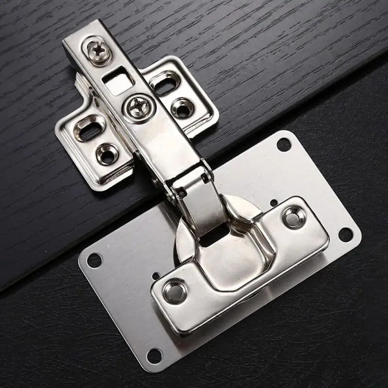 Stainless Steel Hinge Fixing Plate Kit Cabinet Door Hinge Repair Plate Bracket with Mounting Screw for Kitchen Furniture