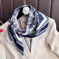 2023 Spring and Autumn New Imitated Silk Scarf Women 70cm Printed Square Scarf Outdoor Small Soft Headband Shawl Wrap Hijab Lady 3