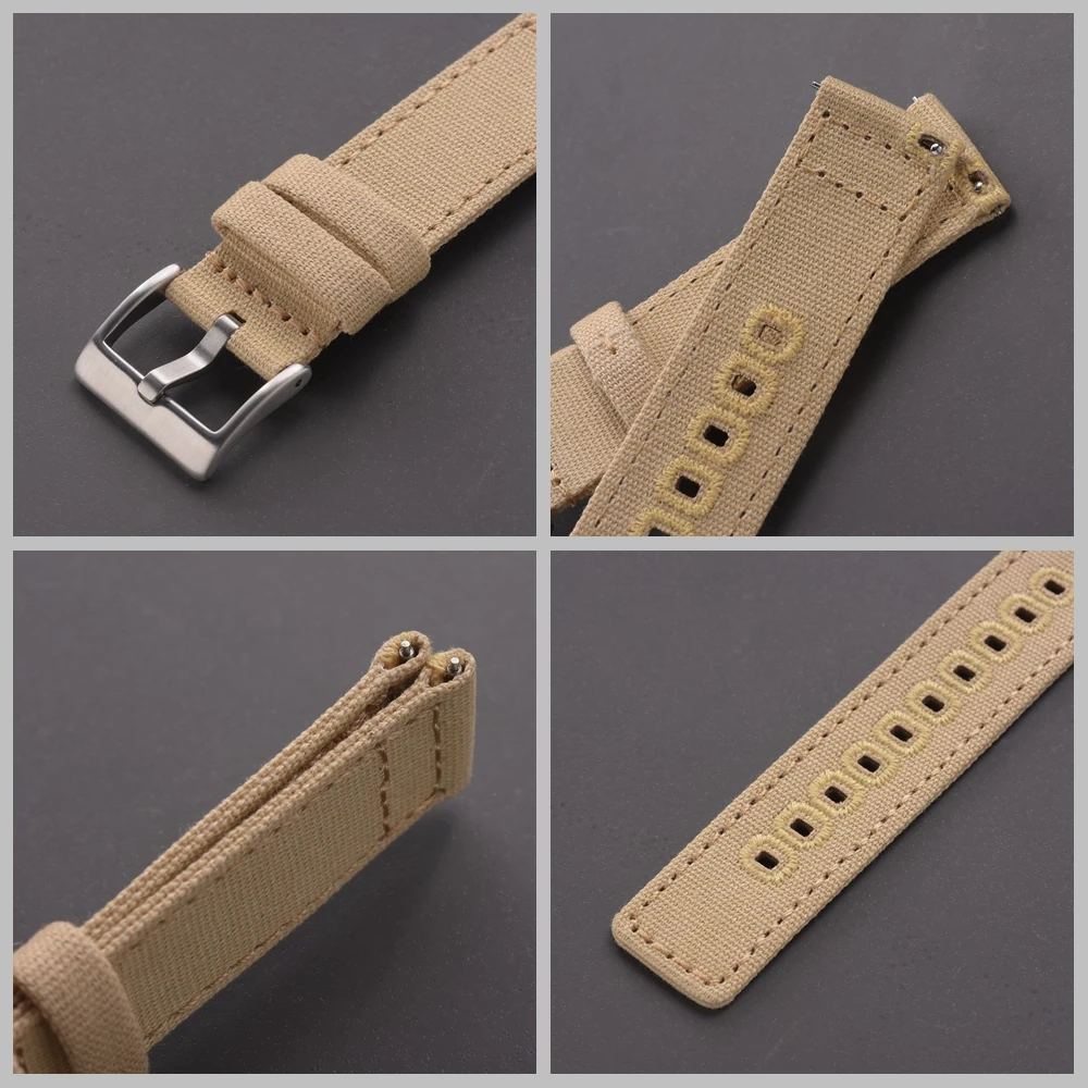 20mm, 22mm Black Quick Release Canvas Watch Strap