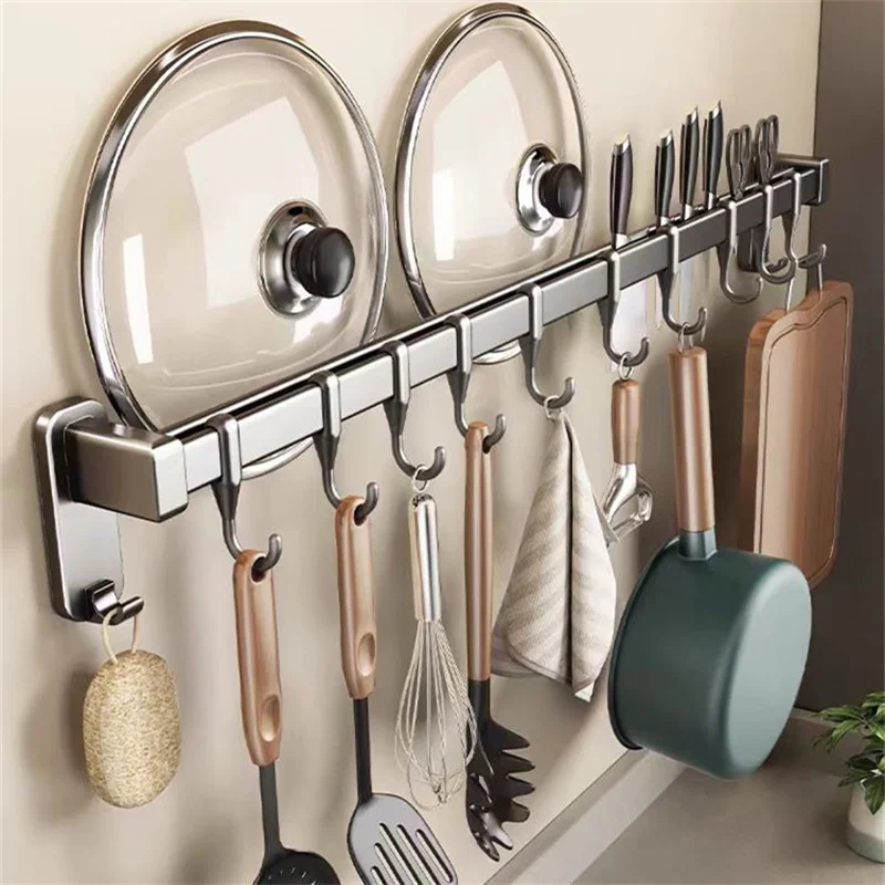 Kitchen Hook Rack Punch-free Multi-function Pot Shovel Spoon Storage Hanger Rack Wall-mounted Storage multifunctional hooks kitchen hook home storage accessories