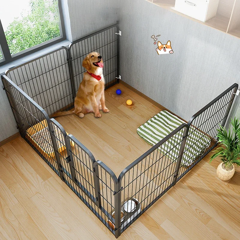 Modern Wrought Iron Dog Fences Pet Fence with Dog Door Home Indoor Cat  Cages Large Dog Enclosure Safety Fence Dog Supplies