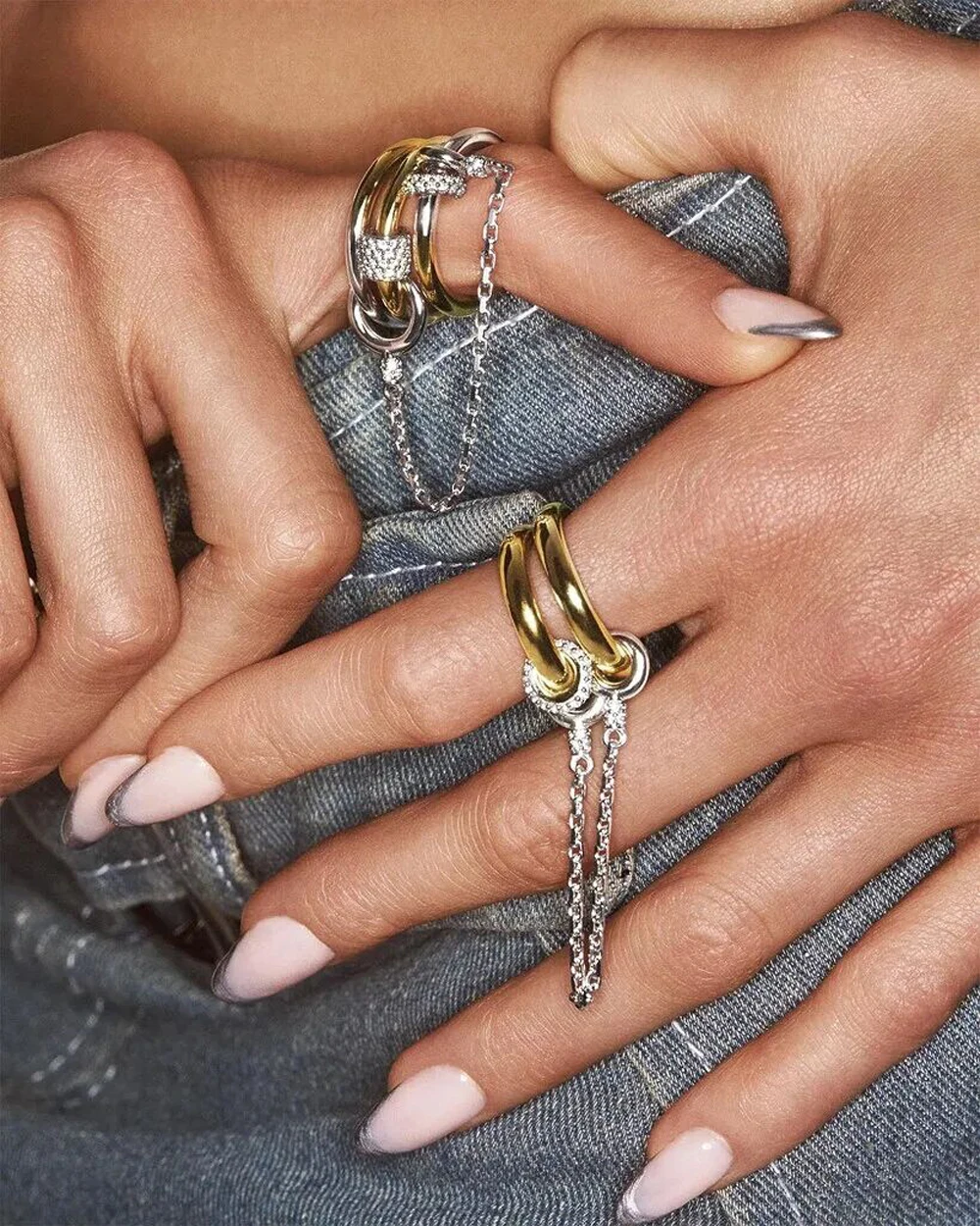 2026 New Fashion Tassel Chain Multi Layer Finger Ring Bling CZ For Women Bar Party Trend Jewelry 4