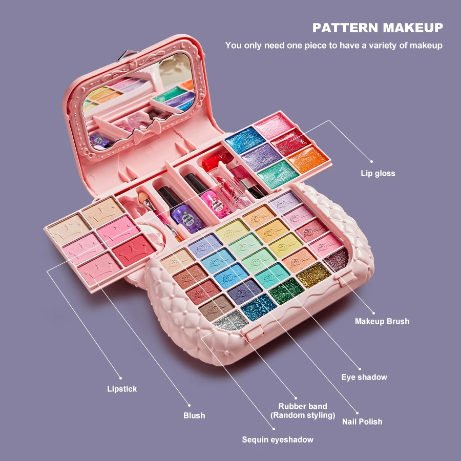 Kids Washable Makeup Girl Toys-Kids Makeup Kit for Girl Real Make Up Set Little Girls Kit for Toddler Kid Children Pr makeup toy cosmetics set