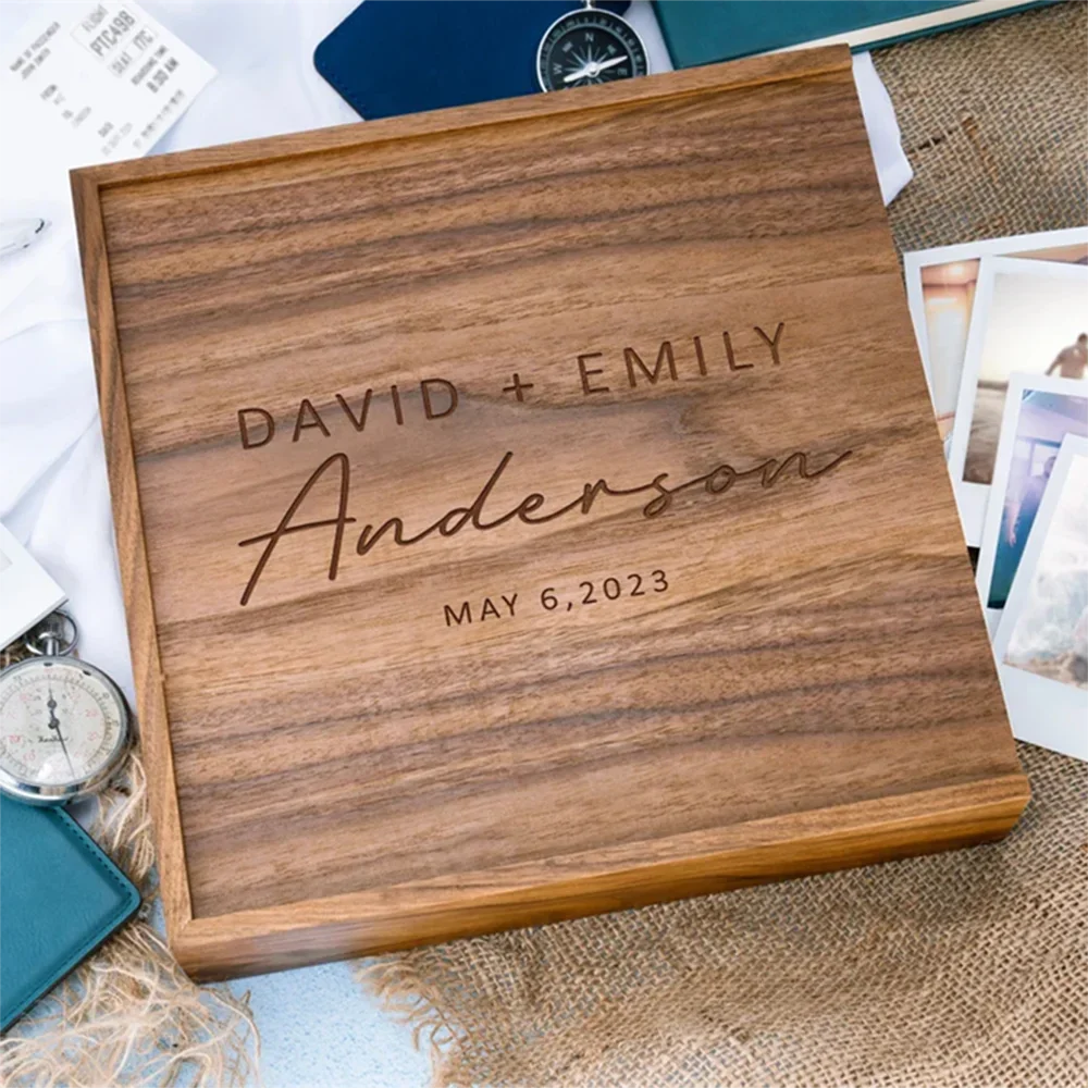 No logo empty box Solid Wood Storage Box Top Slide Personalized Gift Suitable for Ring Photo Wedding Christmas Gift Box Memorial 3