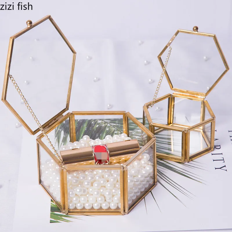 2021 NEW Hexagon Clear Glass Jewelry Box Wedding Ring Box Geometric Jewellery  Organizer Box Showcase Container Watches box - AliExpress