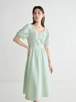 DUSHU Jacquard New Chinese Style Dress For Summer New Elegant Button Up Chinese Style High Waisted Women Dress 24DS82668